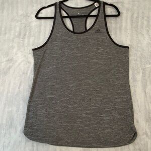 Adidas Climalite Racer Back Tank Top Women's Sz Large Grey Heather Black Trim
